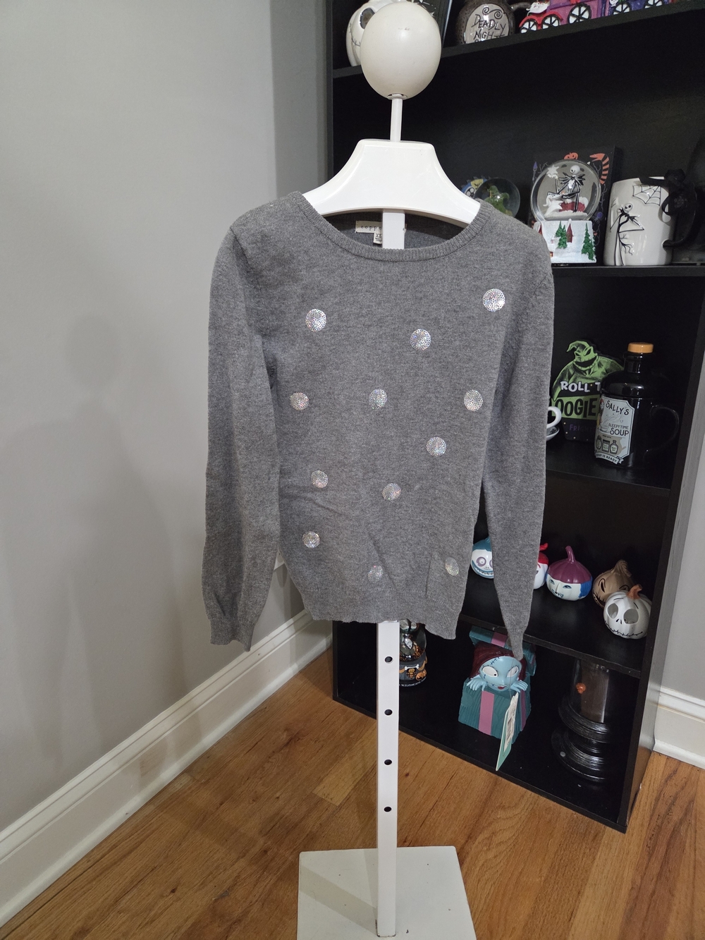 Copper Key Gray Girls' Sequin Dot Sweater